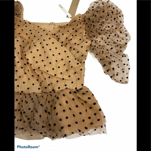 NWT Do+Be Polka Dot Peplum Style Top - Picture 2 of 8
